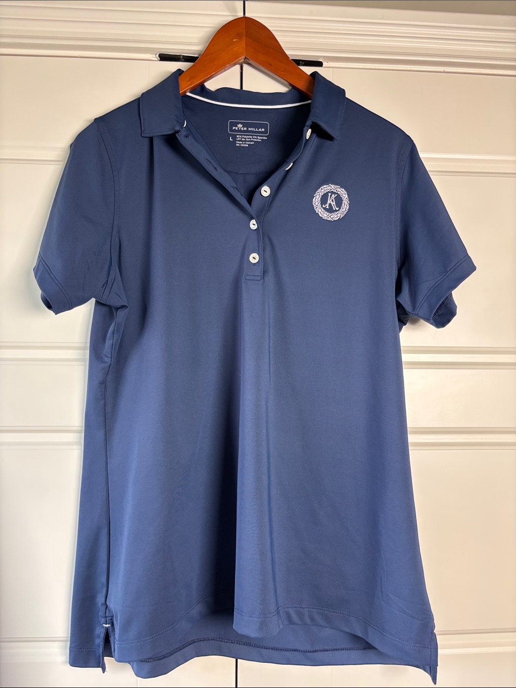 Peter Millar Navy Polo With White Embroidered Crest